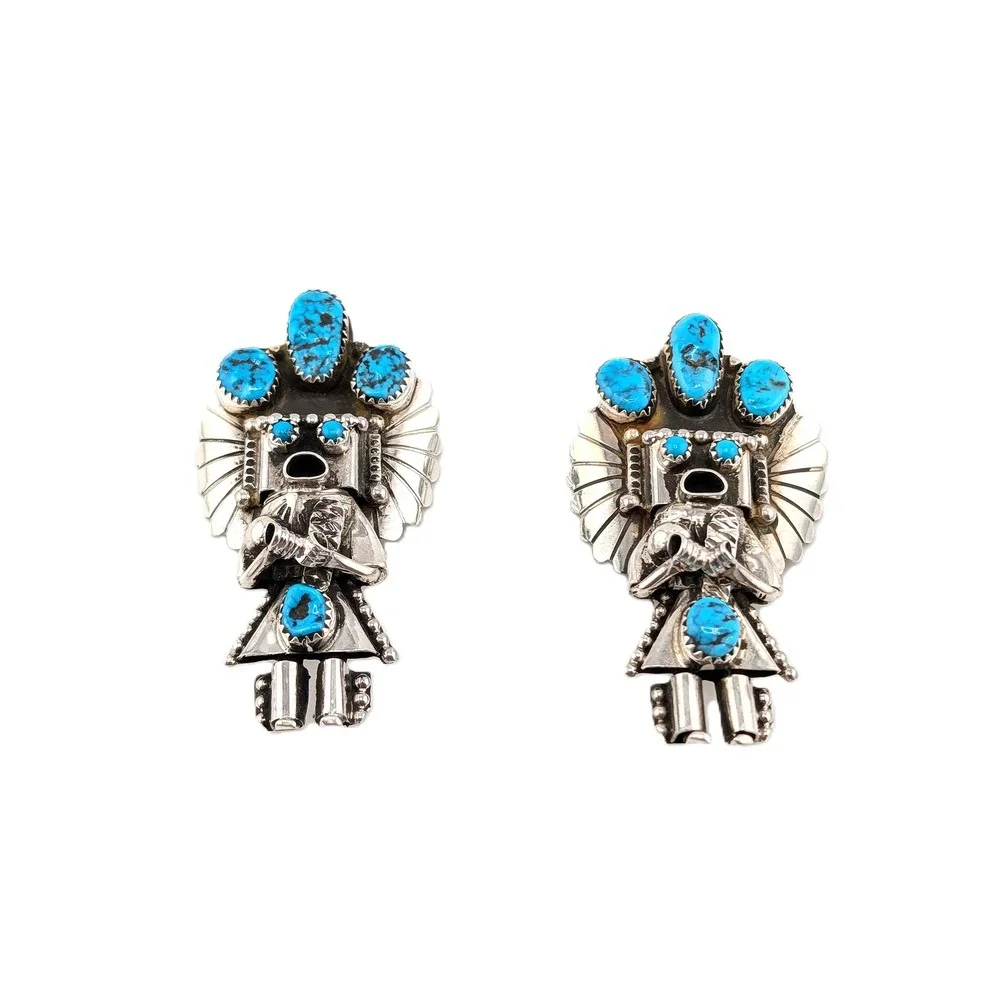 Navajo Kachina Pendant Brooch Pin Signed‎ Doris Smallcanyon Kingman Turquoise**